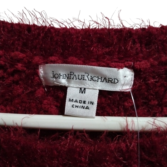 NWT John Paul Richard Red Hi-Lo Popcorn Sweater Super Soft Sized M - Picture 5 of 8